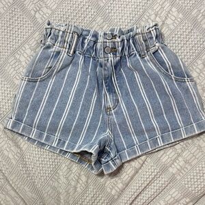 PacSun Light Blue Striped Denim Shorts